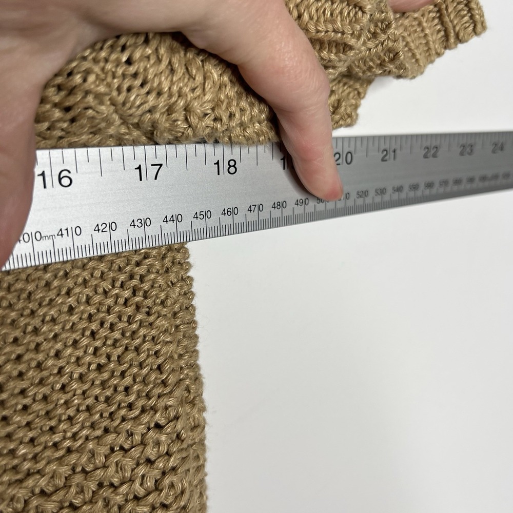 Lauren Ralph Lauren Short Sleeve Sweater Womens Large Tan Linen Cotton Knit Prep - Picture 3 of 8